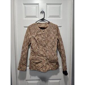 Chi By Falchi‎ Ladies Cream Tan Snake Skin 100% Leather Collarless Blazer Small
